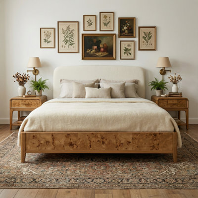 Adden Burl Wood Upholstered Bed