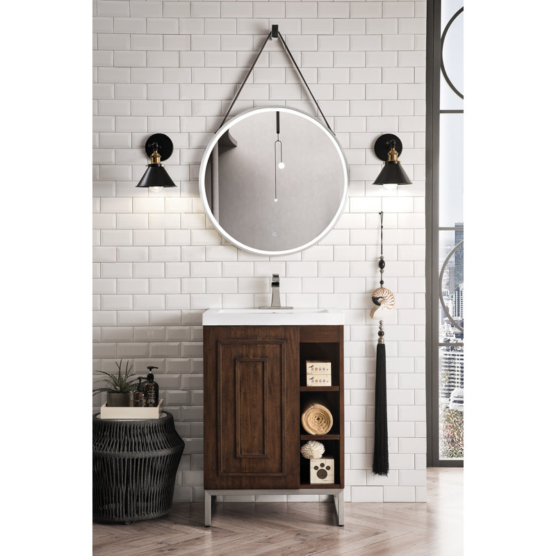 Alicante 24'' W Single Vanity, Mid-Century Acacia, Brushed Nickel