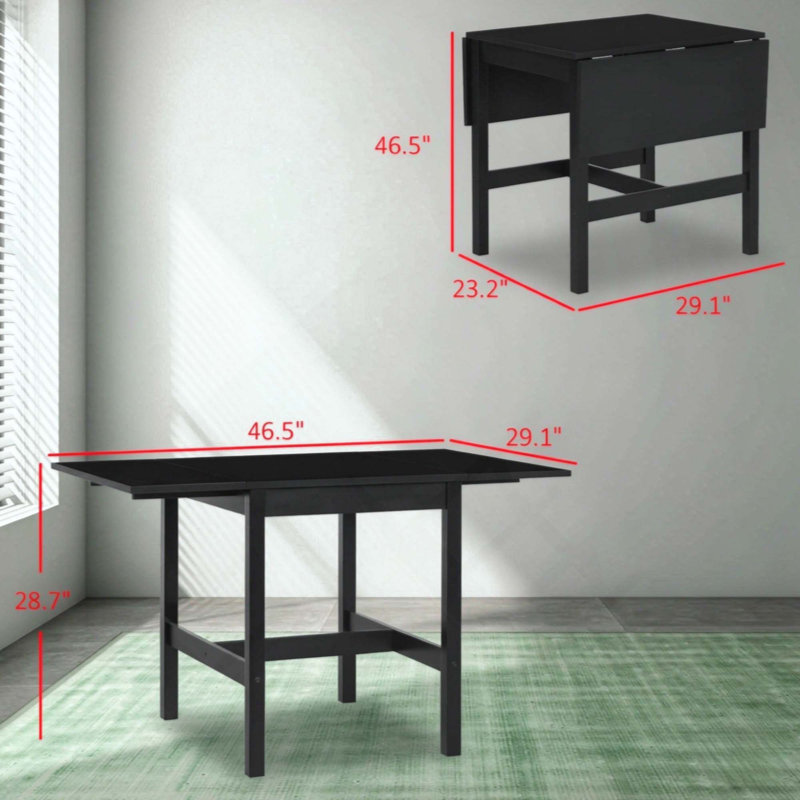 Folding Dining Table for Small Spaces Solid Wood Kitchen Table, Drop Leaf Tables