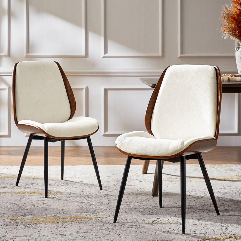  Ensemble de chaises de salle à manger modernes en bois massif de 19,75 po de large Oakham, 2, Ivoire ivoire