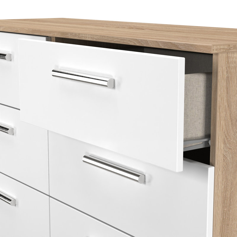 Fully Assembled Chesler 6 Drawer Chest, Bardolino/White Gloss