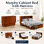 Lit escamotable Clover de Night & Day Furniture avec matelas en mousse à mémoire de forme gel de qualité supérieure de 15 cm, format Queen, couleur cerisier-136137497