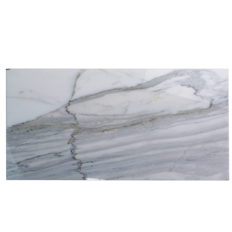 12 x 24 Wooden Marble Tile, White