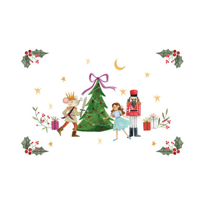 Casse-noisette autour de l'arbre de Noël - reproduction d'art murale - toile tendue