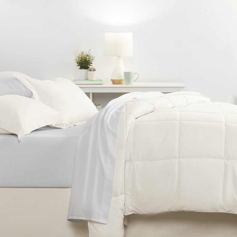 Ivory Double-Brushed Microfiber 8-Piece Full Bedding Set
