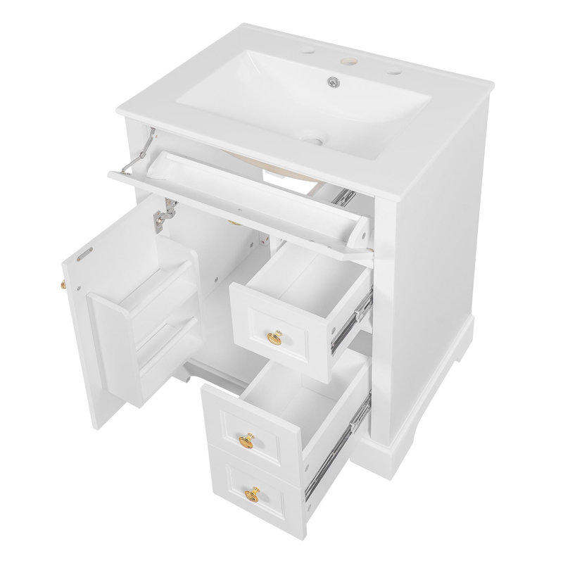Meuble-lavabo de salle de bain avec lavabo, Blanc