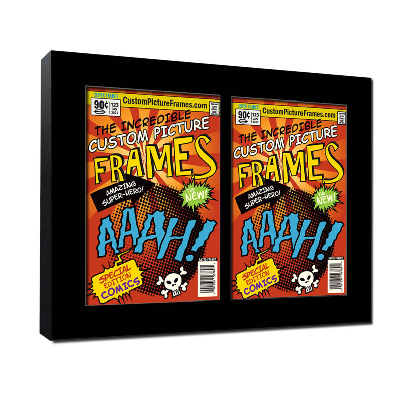 Wood Picture Frame with Mat, 7.25" x 10.5", Black/Black