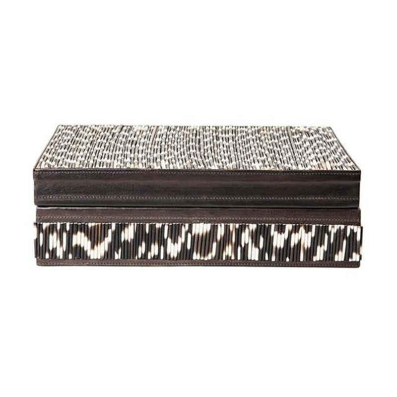 Decorative Box with Quill and Leather Accents