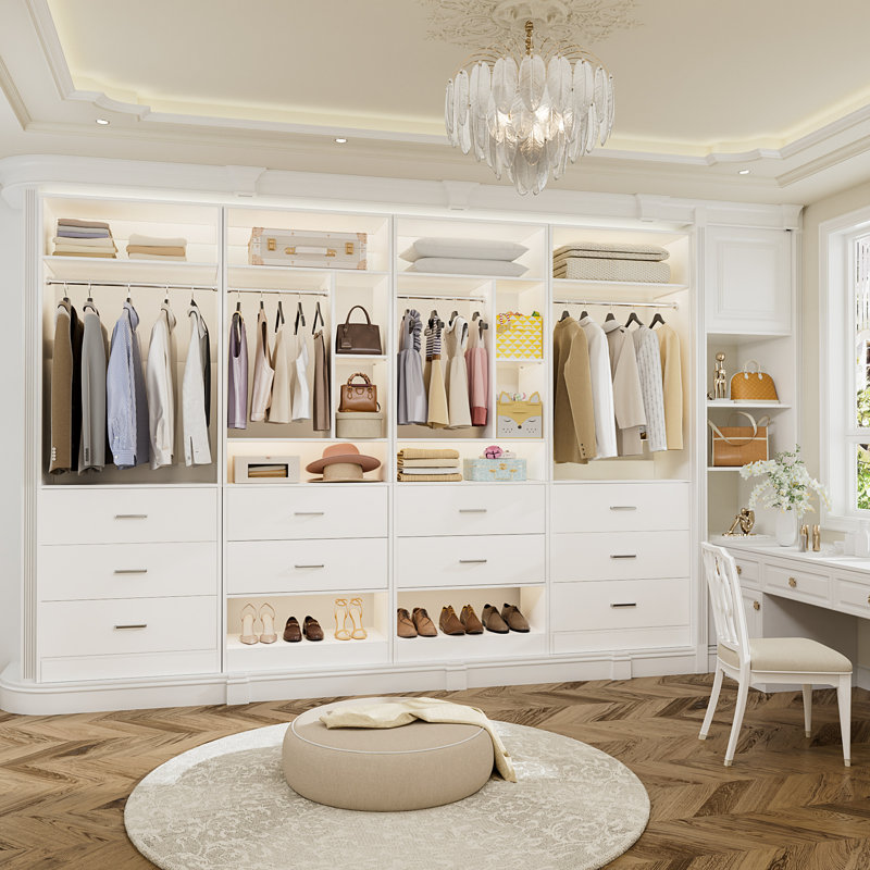 Freestanding 48" Closet System With 5 Wood Drawers ( Set of 2 ), White