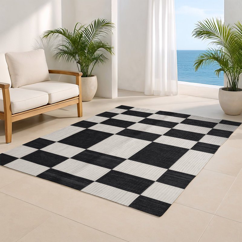 Tapis d'intérieur et d'extérieur à carreaux gris, Rectangle 4pi x 6 pi