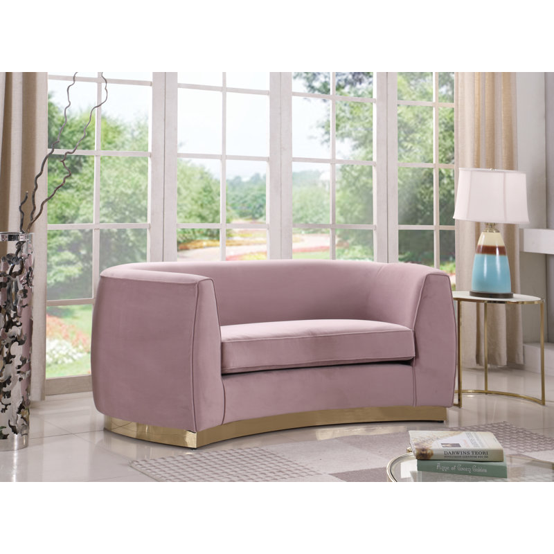 Breccan 70.5'' Velvet Loveseat, Pink Velvet, Gold