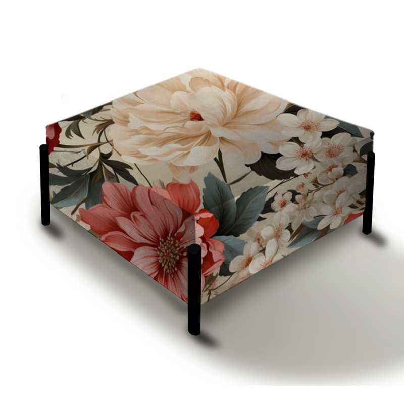 White Coral Rustic Whispers - Grand repose-pieds carré Cottage