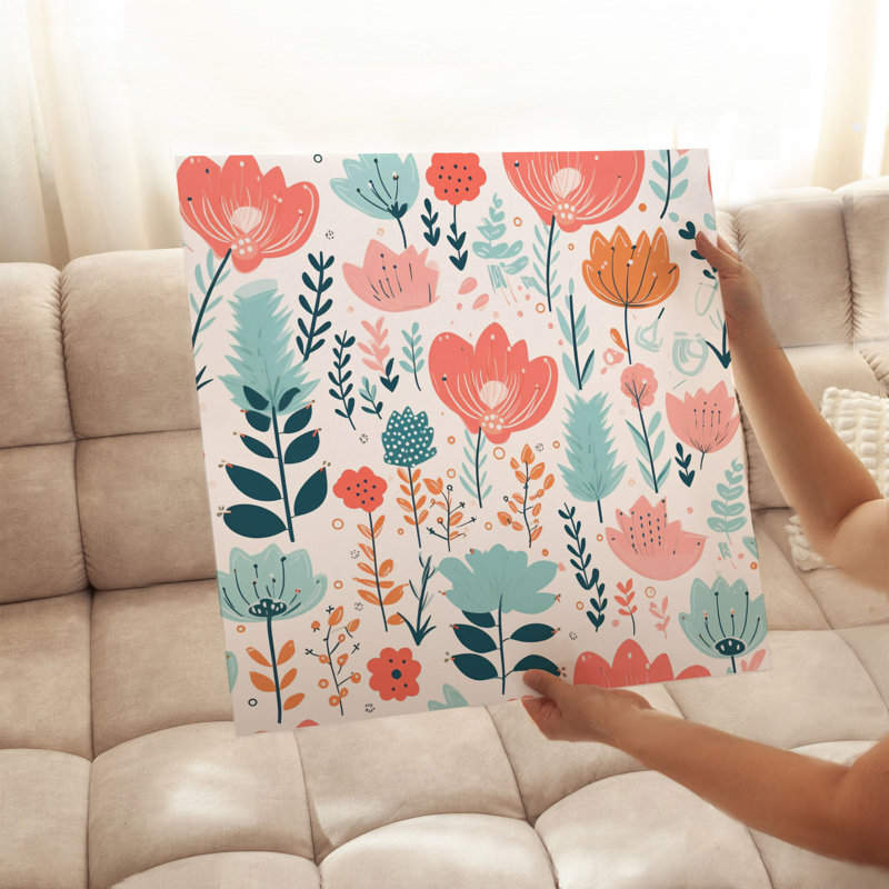 Impression florale scandinave florale, H 14 po x l 14 po