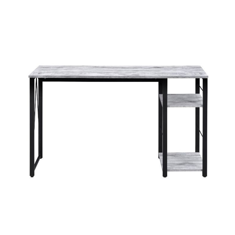 Rectangular Writing Desk with 2 Tier Shelf, Antique White