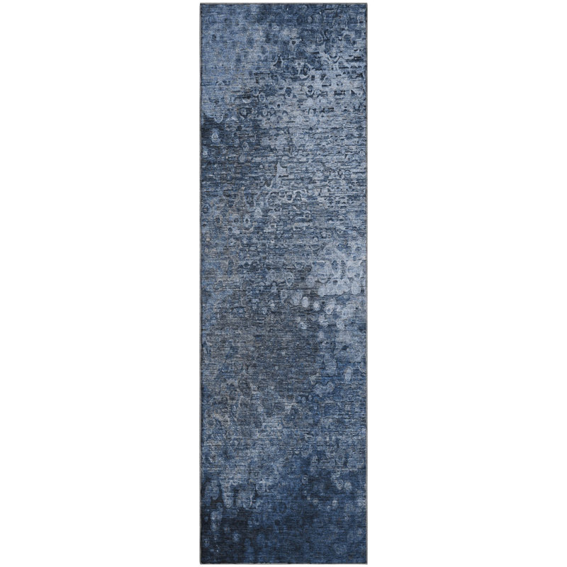 Premium Machine Washable Cerrito AMF565 Blue Rug, Runner 2'3" x 7'6"