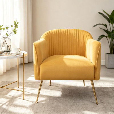 Fauteuil d'appoint moderne en velours avec pieds en métal