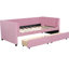 Lit de jour simple avec dossier ergonomique et 2 tiroirs en rose captivant pour une chambre à coucher - taille paisible atmosphère