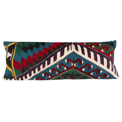 Housse de coussin rétro 12 "x 36". Taie d'oreiller Kilim tissée à la main. Coussin décoratif turc. Housse de coussin bohémien