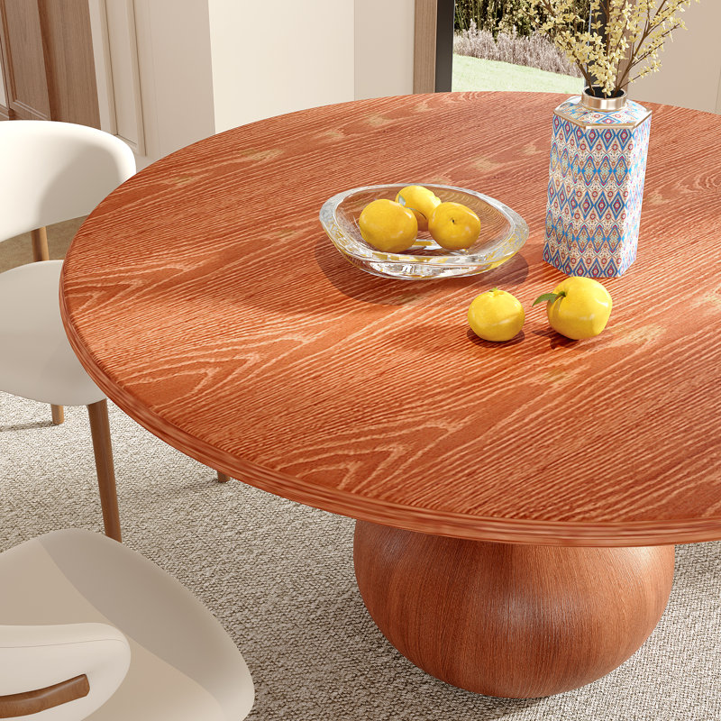 Table de salle à manger ronde en bois massif avec 4 chaises, 5 pièces: table, 4 chaises, H 29,52 po x L 59,05 po x l 59,05 po