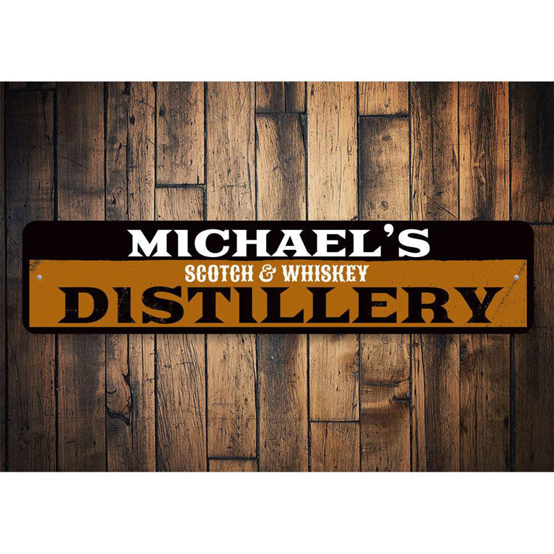 Plaque en aluminium Scotch Distillery, H 4 po x l 18 po x P 0,04 po
