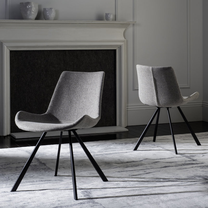 Saddle 18.11'' H Faux Leather Upholstered Side Chair, Light Gray 