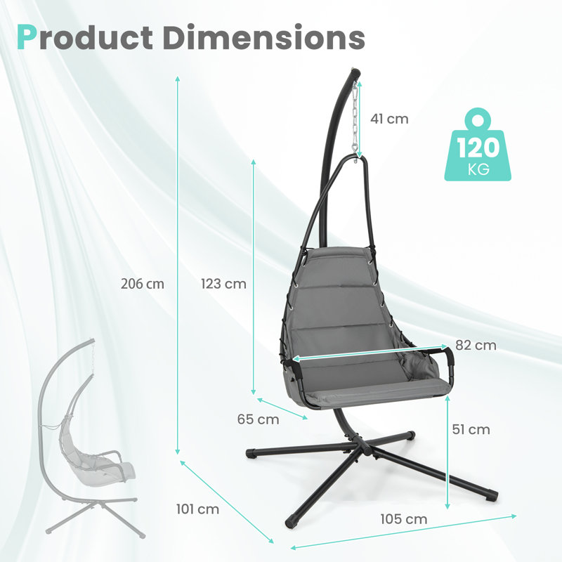 Saley Hanging Chair with Stand, Grey