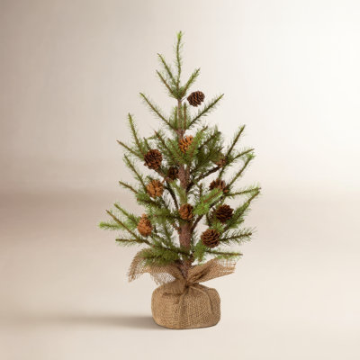 Stacy Faux Pine Tree in Wicker/Rattan Pot