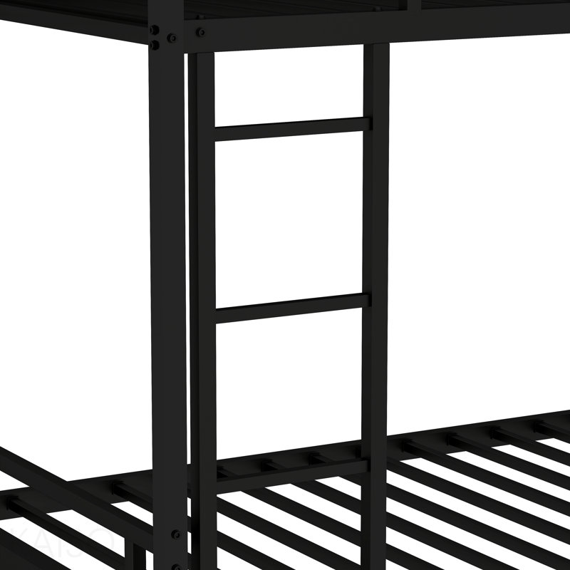 Metal Twin Over Twin Bunk Bed/ Heavy-Duty Sturdy Metal/ Noise Reduced/ Safety Guardrail/No Box Spring Needed,Black, Black