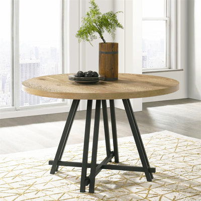 47"W Round Dining Table With Metal Base (Table Only)
