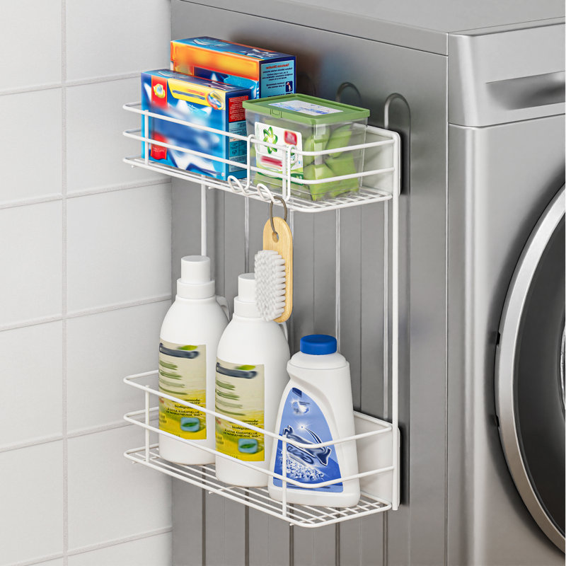 2-Tier Magnetic Laundry Oraganizer,Heavy Duty Storage Rack for Laundry Detergent,Black