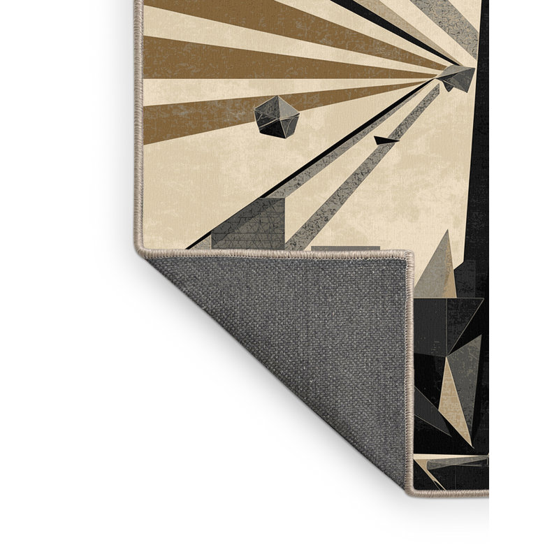 Tapis moelleux moelleux en forme de tour de télévision à motif géométrique moderne beige, 4 x 6