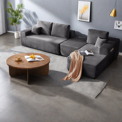 Canapé modulaire spacieux, tissu moelleux, méridienne en U pour la maison