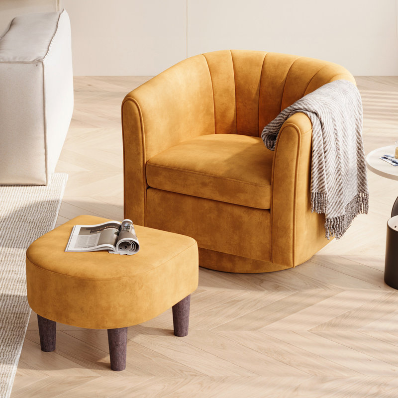  Fauteuil demi-tonneau pivotant avec repose-pieds 27,4 po Torince, Capri jaune, H 26 po x l 27,4 po x P 25,6 po