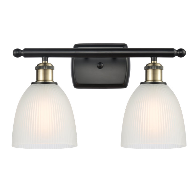 Éclairage pour salle de bain 2 lumières Asdsit, Ampoule incandescente rétro de 60 watts, Blanc, Bronze huilé