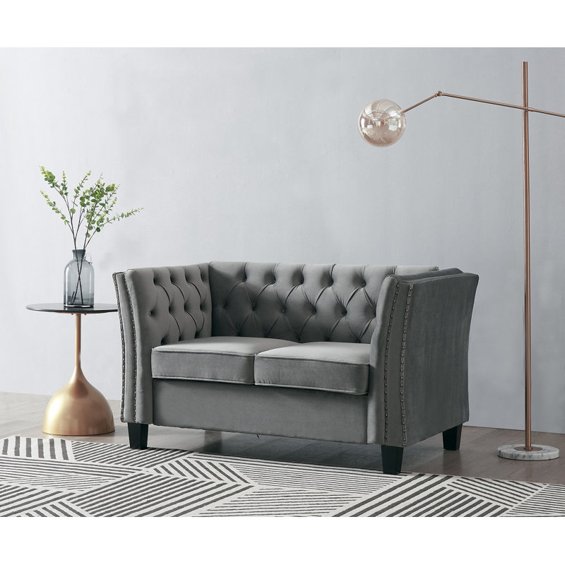 Daleville 2 Seater Velvet Sofa, Light Grey