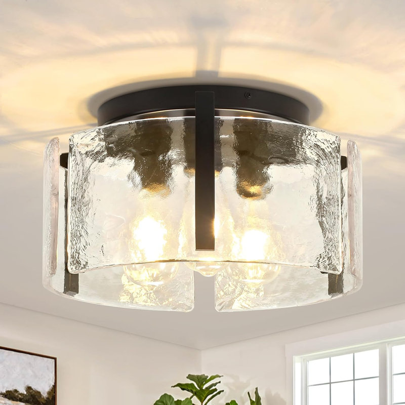3 Heads Gold Finish Ceiling Light, Black