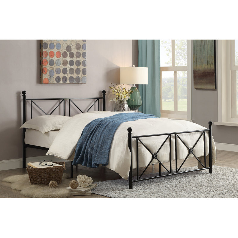 Mobilier de chambre à coucher traditionnel noir avec lit plateforme double 1pc, Double