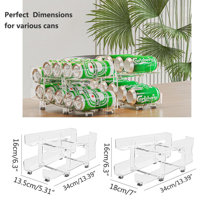 2 Pack Soda Can Organizer,Soda Can Dispenser For Refrigerator,Adjustable Width Can Organizer For Refrigerator,Pantry,Cabinet,Countertop