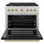 ZLINE Autograph Edition 36 in. 5.2 cu. ft. Paramount Dual Fuel Range W/ 6 Burner DuoPro Cooktop and Electric Convection Oven in Satin Stainless Steel W/ Black Matte Door and Champagne Bronze Accents-117395822