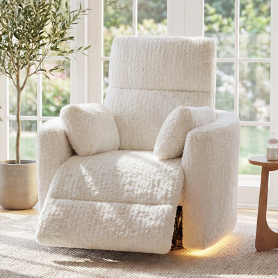 Power Recliner Chair, Swivel Rocker Recliner Glider With USB & Type C Charging Ports-Beige