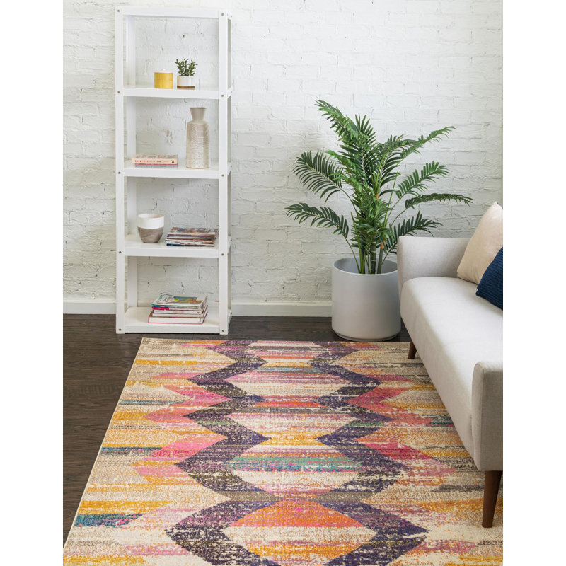  Tapis abstrait orange / gris, Rectangle 2 pi 2 po x 3 pi