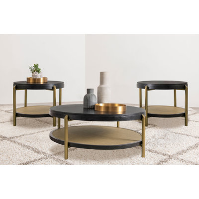Benson Black 3-Piece Round Coffee And End Table Set
