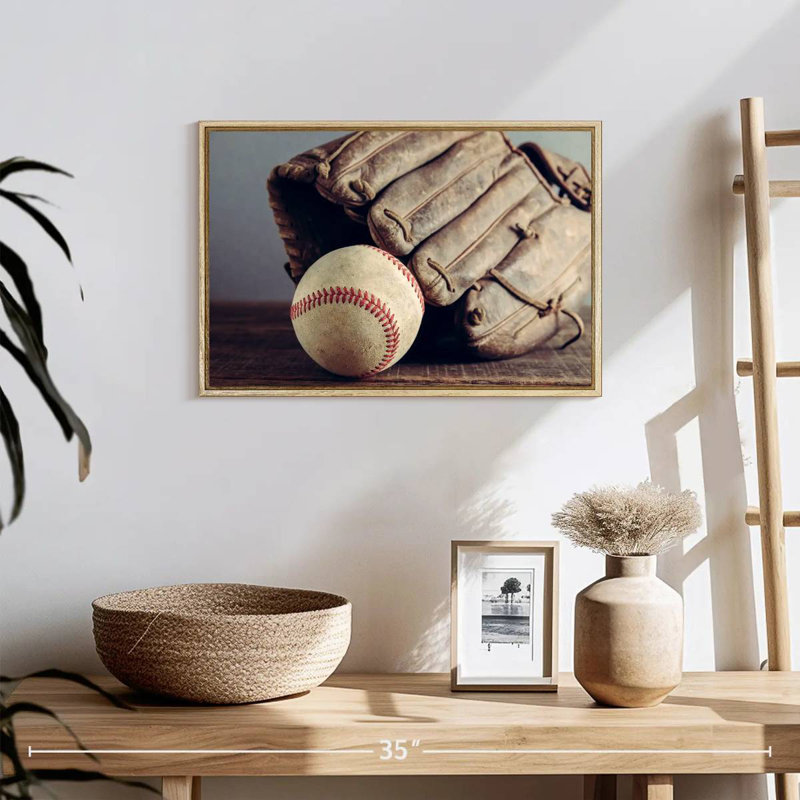 Souvenirs de baseball, 19 po x 13 po, Cadre flottant en bois naturel