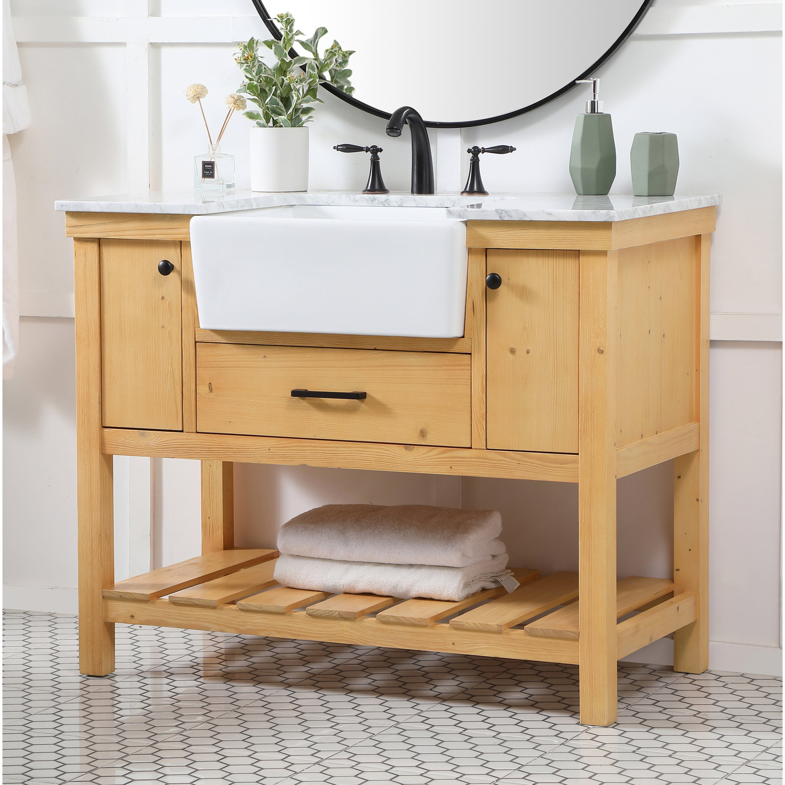 Pelaghia 42'' Single Bathroom Vanity, Natural Wood