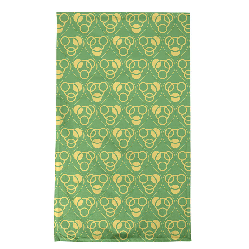 Torchon Circles and Waves, Vert/jaune, Croisé en coton