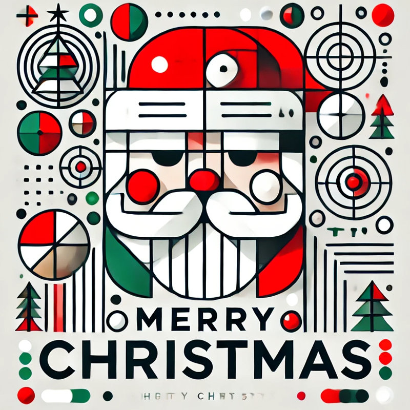 «Geometric Santa Cheer: Festive Holiday», reproduction sur toile tendue, H 40 po x l 40 po x P 1,5 po