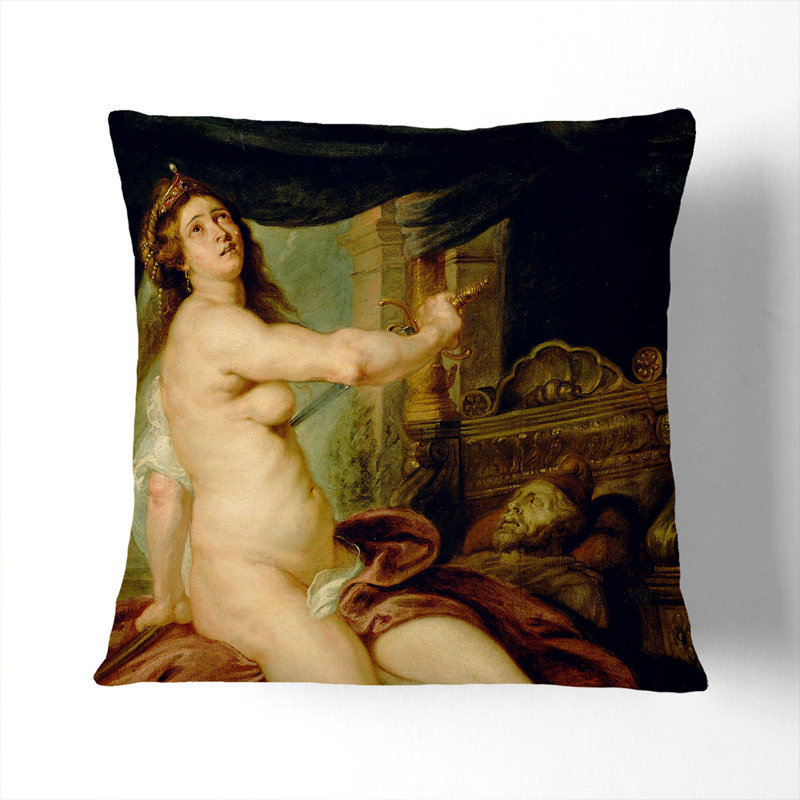 Sacrificing Dido Scatter Cushion, White, 55cm H x 55cm W x 20cm D