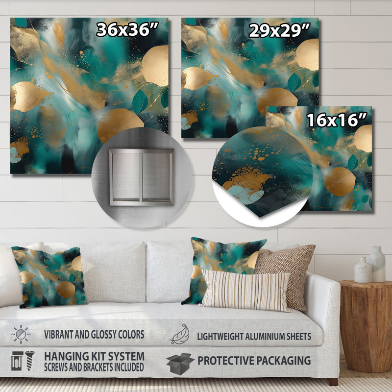 Glam Abstract Wall Decor on Metal, 16" H x 16" W x 1" D