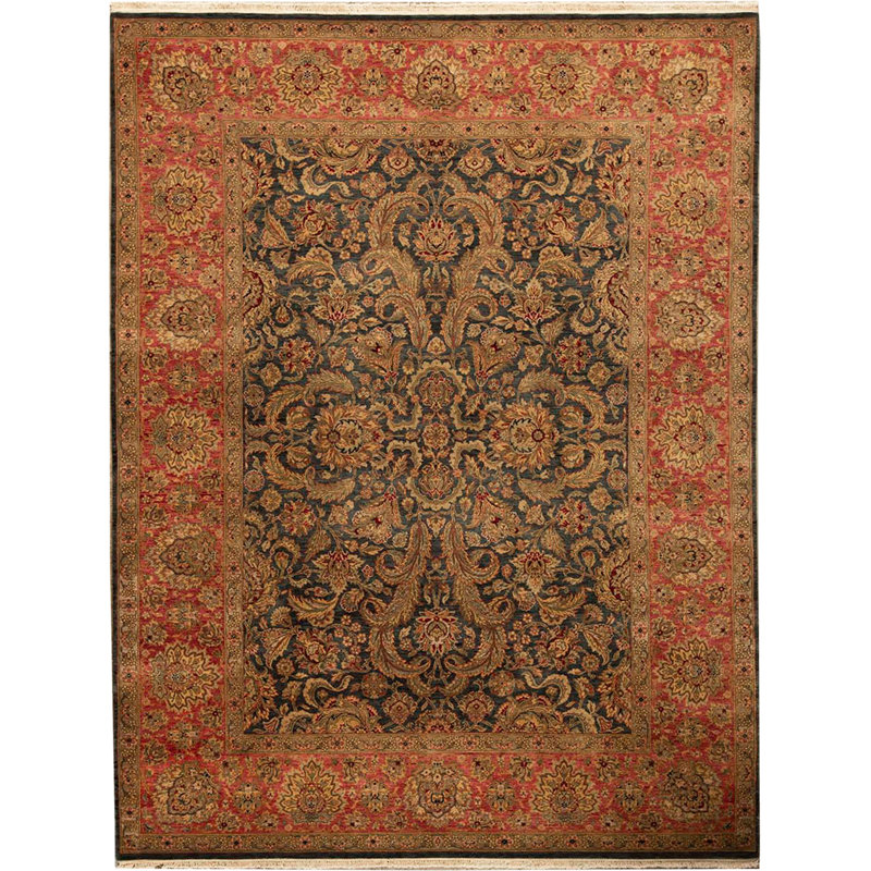 Tapis bleu et rouge noué à la main de haute qualité