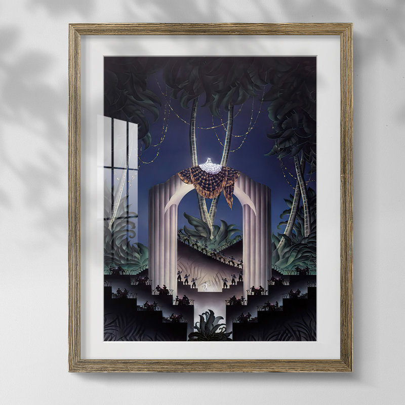 Metropolis, Papier avec cadre noyer, Blanc